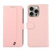 Custodia per telefono in pelle con trama delicata e inserti RFID ABEEL per iPhone 12 Pro (rosa)