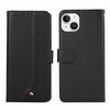 Custodia per telefono in pelle con trama delicata e inserti RFID ABEEL per iPhone 14 (nera)