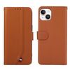 Custodia per telefono in pelle con cuciture RFID ABEEL per iPhone 14 (marrone)