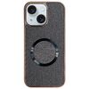 Custodia per iPhone 15 con rivestimento galvanico in PC glitterato e MagSafe (nero)