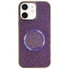 Custodia per iPhone 11 con rivestimento galvanico in PC glitterato e MagSafe (viola)