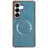Custodia per telefono MagSafe con rivestimento galvanico in PC glitterato per Samsung Galaxy S23 FE 5G (blu)