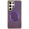 Custodia per telefono MagSafe con rivestimento galvanico in PC glitterato per Samsung Galaxy S23 Ultra 5G (viola)