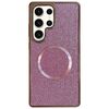 Custodia per telefono MagSafe con rivestimento galvanico in PC glitterato per Samsung Galaxy S23 Ultra 5G (rosa)