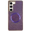 Custodia per telefono MagSafe con rivestimento galvanico in PC glitterato per Samsung Galaxy S23+ 5G (viola)