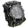 DPANCO W01477 Orologio da polso vintage da uomo con cinturino in pelle multistrato cucito a mano, stile punk rock (nero)