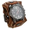 DPANCO W01477 Orologio da polso vintage da uomo con cinturino in pelle multistrato cucito a mano, stile punk rock (marrone)