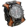 DPANCO W01477 Orologio da polso vintage multistrato in pelle cucito a mano per uomo, accessorio da polso con catena punk rock (nero + marrone chiaro)