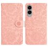 Custodia in pelle con motivo floreale in rilievo per Samsung Galaxy S25 Edge 5G (rosa)