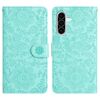 Custodia in pelle con motivo floreale in rilievo per Samsung Galaxy A36 5G (verde chiaro)