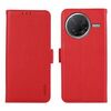 Custodia per telefono ABEEL con motivo Litchi magnetico laterale in pelle con protezione RFID per Xiaomi Poco F7 Pro / F7 Ultra (rossa)