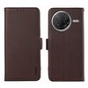 Custodia per telefono ABEEL con motivo Litchi magnetico laterale in pelle con protezione RFID per Xiaomi Poco F7 Pro / F7 Ultra (marrone)