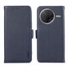 Custodia per telefono ABEEL con motivo Litchi magnetico laterale in pelle con protezione RFID per Xiaomi Poco F7 Pro / F7 Ultra (blu)