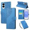 Custodia in pelle con 3 slot per carte di credito e motivo a fiori di rosa per Samsung Galaxy S25 Edge 5G (blu)