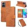 Custodia in pelle con 3 slot per carte di credito e motivo a rose in rilievo per vivo Y78 5G (marrone)