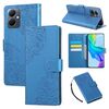 Custodia in pelle con 3 slot per carte di credito e motivo a rose in rilievo per vivo Y78 5G (blu)