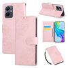 Custodia in pelle con 3 slot per carte di credito e motivo a rose in rilievo per vivo Y78 5G (rosa)