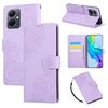 Custodia in pelle con 3 slot per carte di credito e motivo a rose in rilievo per vivo Y78 5G (viola)