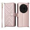Custodia in pelle per telefono For Nothing Phone 3a Pro multifunzionale con 6 slot per carte e cinturino da polso (rosa)