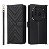Custodia in pelle per telefono For Nothing Phone 3a Pro multifunzionale con 6 slot per carte e cinturino da polso (nero)