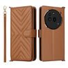 Custodia in pelle per telefono For Nothing Phone 3a Pro multifunzionale con 6 slot per carte e cinturino da polso (marrone)