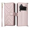 Custodia in pelle per telefono For Nothing Phone 3a multifunzione con 6 slot per carte e cinturino da polso (rosa)