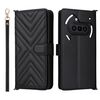 Custodia in pelle per telefono For Nothing Phone 3a multifunzione con 6 slot per carte e cinturino da polso (nero)