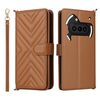 Custodia in pelle per telefono For Nothing Phone 3a, multifunzione, con 6 slot per carte e cinturino da polso (marrone)