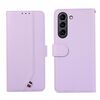 Custodia per telefono in pelle con texture delicata e giunzioni RFID ABEEL per Samsung Galaxy S21 FE 5G (viola)