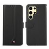 Custodia per telefono in pelle con texture delicata e RFID ABEEL per Samsung Galaxy S22 Ultra 5G (nera)