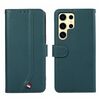 Custodia per telefono in pelle con texture delicata e RFID ABEEL per Samsung Galaxy S22 Ultra 5G (verde)