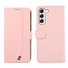 Custodia per telefono in pelle con texture delicata e giunzioni RFID ABEEL per Samsung Galaxy S22 5G (rosa)