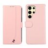 Custodia per telefono in pelle con texture delicata e giunzioni RFID ABEEL per Samsung Galaxy S23 Ultra 5G (rosa)