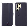 Custodia per telefono in pelle con texture delicata e RFID ABEEL per Samsung Galaxy S23 Ultra 5G (blu)