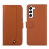 Custodia per telefono in pelle con texture delicata e giunzioni RFID ABEEL per Samsung Galaxy S23 5G (marrone)