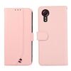 Custodia per telefono in pelle con trama delicata e RFID ABEEL per Samsung Galaxy XCover 5 (rosa)