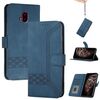 Custodia a libro in pelle con effetto pelle cubica per Fujitsu Arrows F-52B (blu)