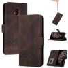 Custodia a libro in pelle con effetto pelle effetto cubo per Fujitsu Arrows F-52B (marrone)