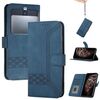 Custodia a libro in pelle con effetto pelle cubica per Kyocera Basio 3 (blu)