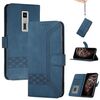 Custodia a libro in pelle con effetto pelle cubica per Kyocera Urbano V04 KYV45 (blu)