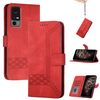 Custodia in pelle con flip effetto pelle cubica per TCL 40 XE / 40 NxtPaper 5G (rossa)