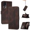 Custodia a libro in pelle con effetto pelle cubica per TCL 40 XE / 40 NxtPaper 5G (marrone)