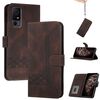 Custodia in pelle con effetto pelle cubica per TCL 40 XL (marrone)