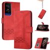Custodia in pelle con flip effetto pelle cubica per TCL 50 5G / 50 XE / 50 XE NXTpaper (rosso)