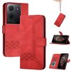 Custodia in pelle flip con effetto pelle cubica per TCL 503 (rossa)