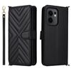 Custodia in pelle multifunzione con 6 slot per schede per OPPO Reno13 F 4G / 5G e cinturino da polso (nero)
