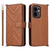 Custodia in pelle multifunzione con 6 slot per schede per OPPO Reno13 F 4G / 5G e cinturino da polso (marrone)