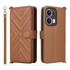 Custodia in pelle multifunzionale con 6 slot per schede per OPPO Reno13 Pro 5G, con cinturino da polso (marrone)