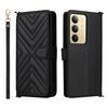 Custodia in pelle multifunzione con 6 slot per schede per Realme 14x 5G / C75 4G / V60 Pro 5G con cinturino da polso (nera)
