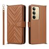 Custodia in pelle multifunzione con 6 slot per schede per Realme 14x 5G / C75 4G / V60 Pro 5G con cinturino da polso (marrone)